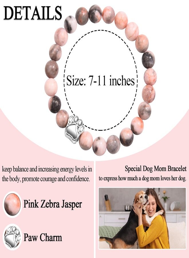 FIEEFX Dog Mom Gifts for Women as Birthday Christmas Stocking Valentines Mothers Day Easter Basket Stuffers, Beaded Paw Bracelet Gifts for Dog Mom Lovers, Pink - Image 5
